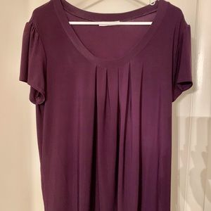 Plum short sleeve blouse with front pleats XL